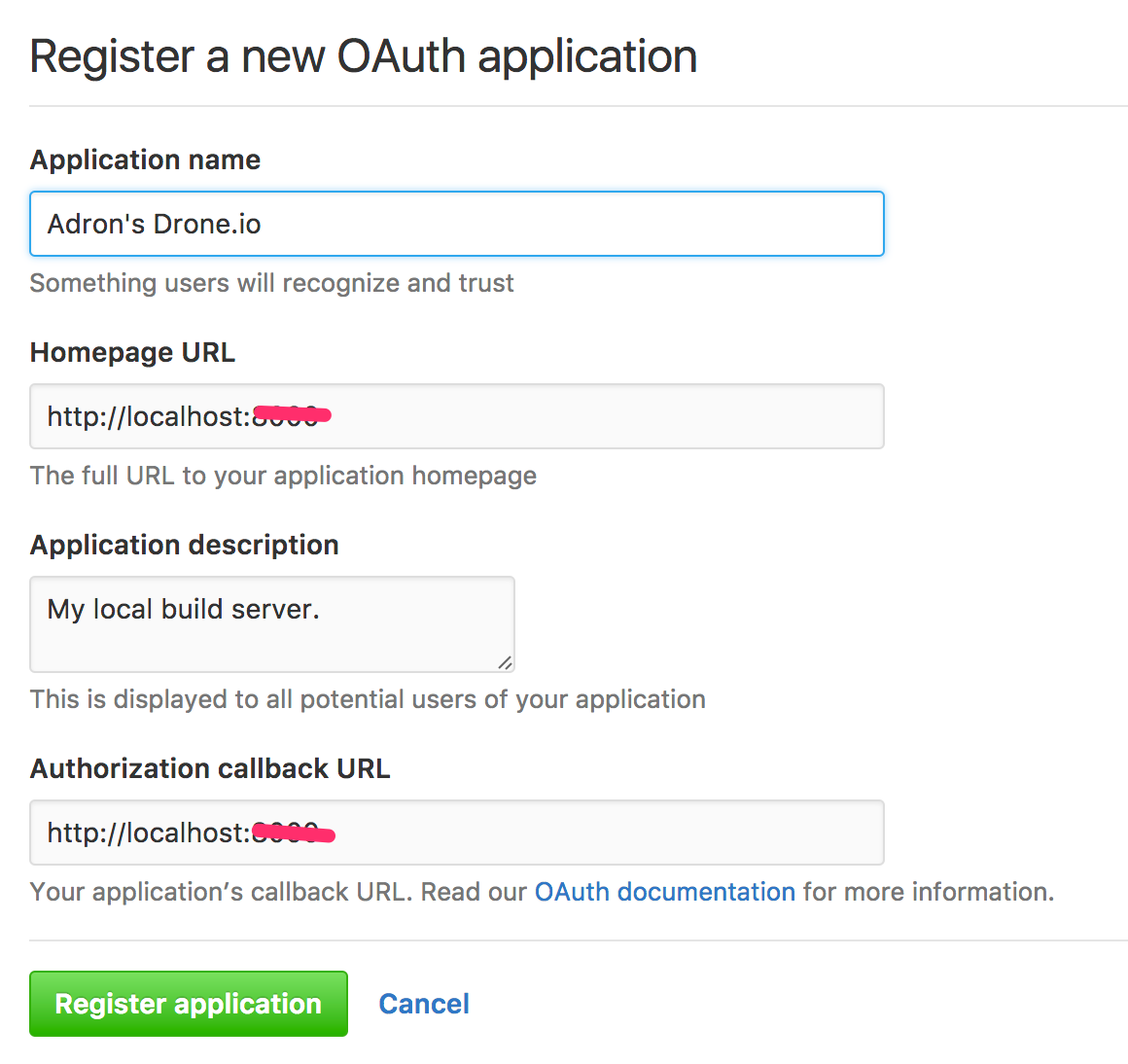 New OAuth Application