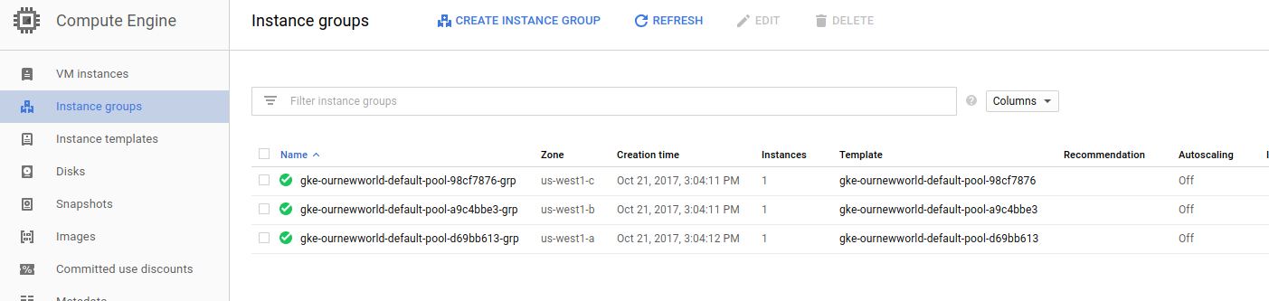 Compute Engine Instance Groups